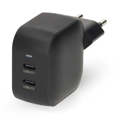 Wandladegerät Nedis WGCHA35WBK GaN USB-C 35 W 2 Ports Schwarz