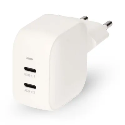 Wandladegerät NEDIS WGCHA35WWT 35W GaN 2x USB-C Weiß ultrakompakt