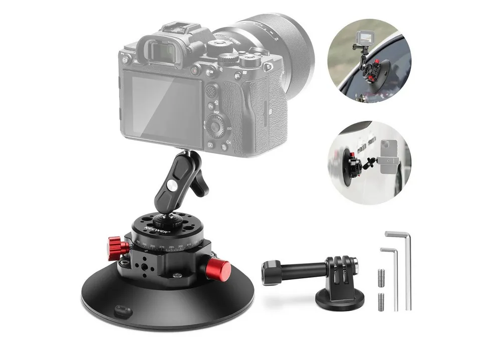 Neewer Action Cam-Halterung CA013 6"/15,2cm Kamera Saugnapf Halterung, mit Kugelkopf Magic Arm, (Packung, Farbe:schwarz, Grundfarbe:schwarz, mit Kugelkopf Magic Arm, für Auto Windschutzscheibe Action Kamera)