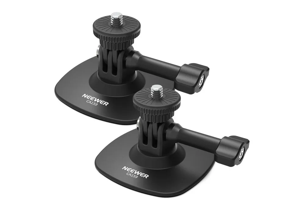 Neewer Action Cam-Halterung CA159 Klebehalterung kompatibel mit Insta 360 GoPro DJI Action Cam, (Packung, 2-tlg., 180° neigbarer Auto Helmhalter Mount Basisadapter für POV Video)