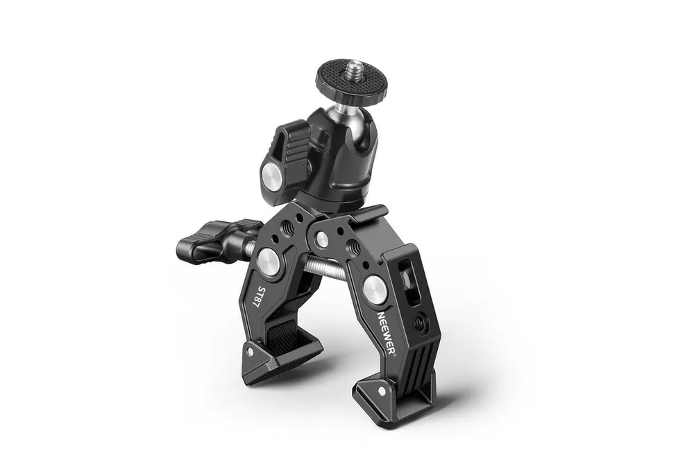 Neewer Action Cam-Halterung ST87 Superklemme mit Kugelkopf, Kaltschuh, Handyhalter, (Packung, Farbe:schwarz, Grundfarbe:schwarz, Action-Kamera-Halterungsadapter, für Flache/runde Oberfläche GoPro DJI)