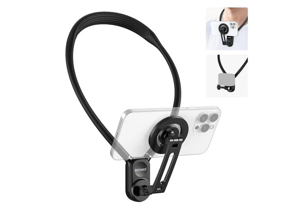 Neewer Handy-Halterung GP16 Magnethalterung Neck Releaser für Action Cam Phone, freihändige, (Packung, 1-tlg., Nackenhalterung Handy Halter für POV Vlog GoPro DJI iPhone Android)