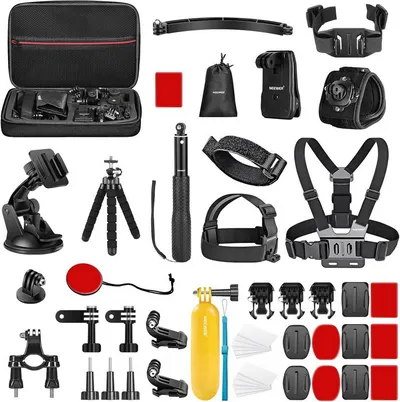 Neewer Kamerazubehör-Set GP-50 Action-Kamera Zubehörset 51 Stk., mit Flexibles Stativ, (Packung), Selfie-Stick, Gurte für Kopf und Brust, für GoPro DJI Insta360