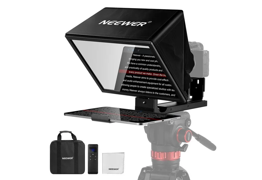 Neewer Kamerazubehör-Set X12B Hebbarer Teleprompter 12", Fernbedienung & App Steuerung, (Packung), Aluminiumlegierung, für iPad Telefon DSLR Kamera Online Unterricht