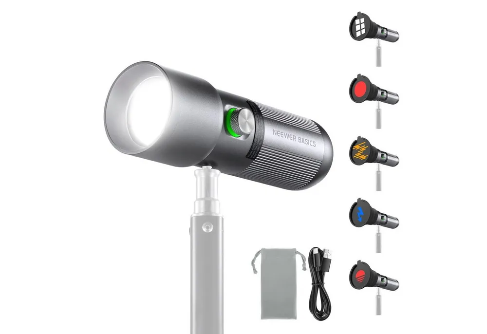 Neewer LED Taschenlampe FL10 RGB Taschenlampe, LED Spotlight, 4 Farben/20 GOBO Filter