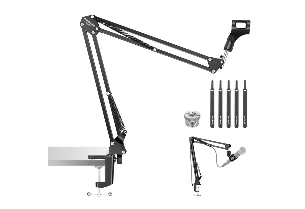 Neewer Mikrofon-Halterung MS006 Mikrofonarmständer Scherenarm Mikrofonarm Tischhalterung, (Packung, mit Clip, 3/8" auf 5/8" Adapter, für Blue Yeti Snowball HyperX Shure)