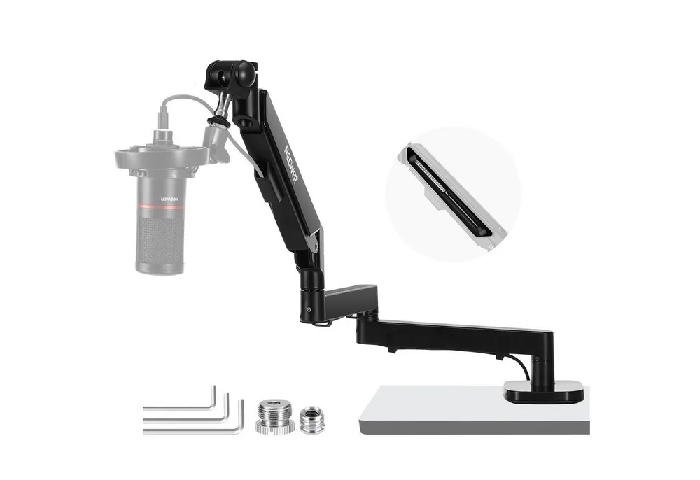 Neewer Mikrofonständer MS002 Mikrofonarm mit pneumatischer Dämpfung, 360° schwenkbarer, (Packung), Tischhalterung C-Klemme, für Shure Gaming Streaming Podcast Mikrofone