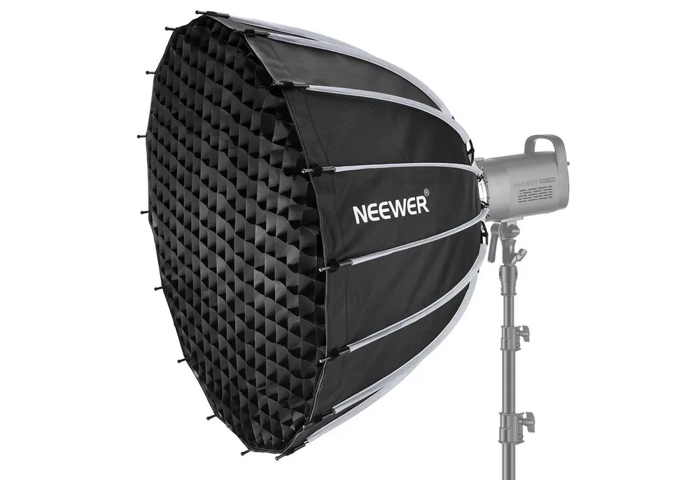 Neewer Softbox SF85Q 85cm Parabolic Softbox, mit Diffusoren/Wabengitter/Tasche, Schnelle Einrichtung Zusammenklappen, für Bowens Mount-Beleuchtung