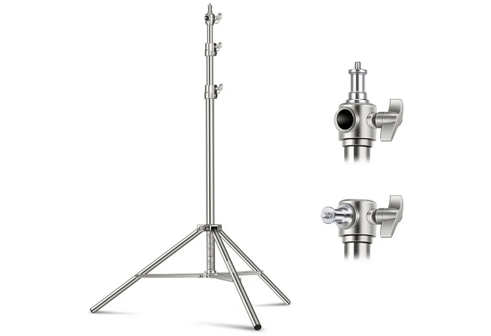 Neewer ST-300SS 3m Edelstahl Lichtständer, Schwerlast, Luftgefedert Lampenstativ (Höhenverstellbar 108-300 cm, für Videoleuchte Ringlicht Softbox)