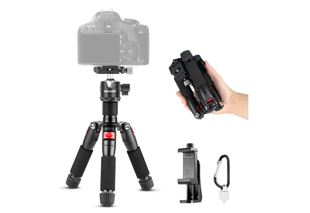 Neewer TP-AAM521 Mini Tischstativ 50cm mit Kugelkopf für DSLR Kameras Dreibeinstativ (höhenverstellbar von 17 bis 50 cm)