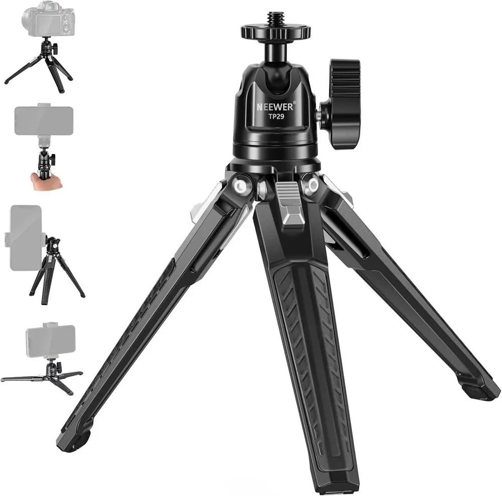 Neewer TP29 Mini Tischstativ mit 360° Kugelkopf für Kamera & Handy, max. 3kg Ministativ (höhenverstellbar von 7.5 bis 17.5 cm)