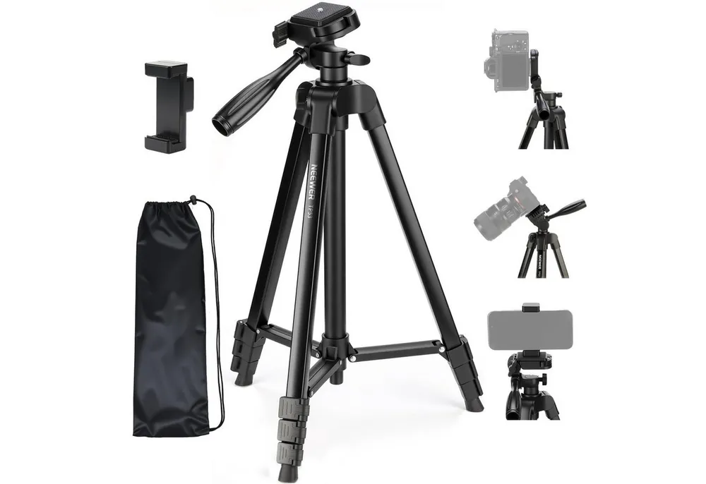 Neewer TP53 Metall Reisestativ mit Kaltblitzschuh für iPhone & Kamera Kamerastativ (höhenverstellbar von 42 bis 146 cm)