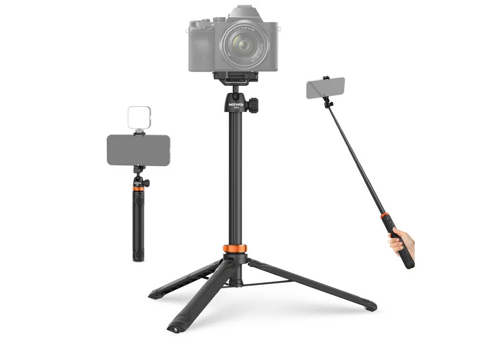 Neewer TS04 59"Selfie Stick Stativ, mit 360° Kugelkopf Handyhalterung Handstativ (Kleines Metall Tragbares Reisestativ für iPhone & DSLR Kameras)