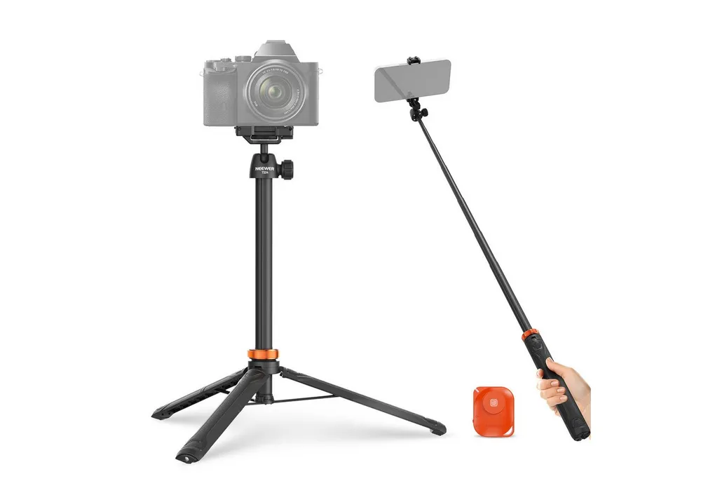 Neewer TS04 59"Selfie Stick Stativ, mit Fernbedienbarem und Kugelkopf Handstativ (Kleines Metall Tragbares Reisestativ für iPhone & DSLR Kameras)