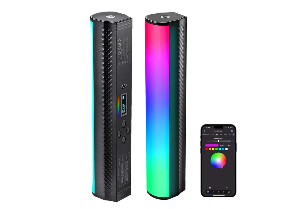 Neewer Videoleuchte TL21C Handlichtstab, Magnetischer RGB Lichtstab, mit APP Steuerung, 2550mAh Akku, 2500K~8500K dimmbar CRI 95+, für Fotografie Vlog TikTok
