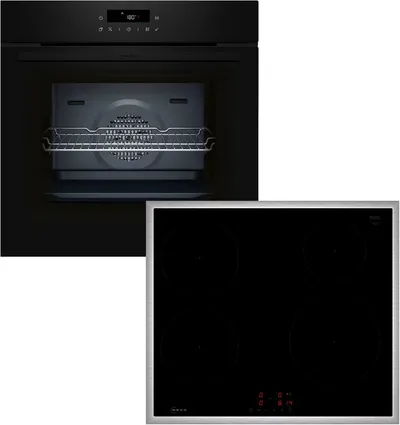 NEFF Backofen-Set BTX46PIB0, mit Teleskopauszug nachrüstbar, Pyrolyse-Selbstreinigung, Knuspriges Air Fry & extra schnelle Powerstufe beim Kochen