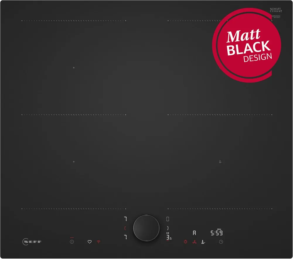 NEFF Induktions-Kochfeld N 90 T56NUQ4A0, Induktionskochfeld im Matt Black Design mit Twist Pad® Steuerung.