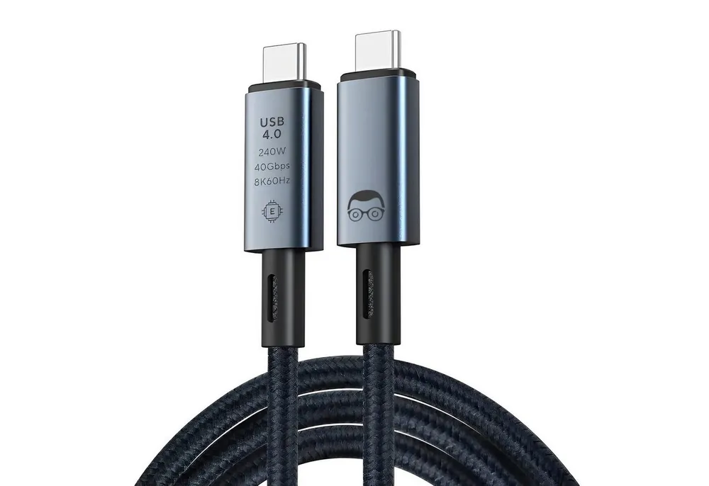 nerdig Thunderbolt 4 - 240W - Dockingstation Thunderbolt-Kabel, USB-C, USB-C (100 cm), E-Marker Chip