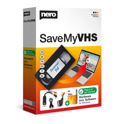 Nero SaveMyVHS Videoaufnahmegerät zum Digitalisieren von VHS-, Vinyl- und Kassetten-Schallplatten über USB für Windows