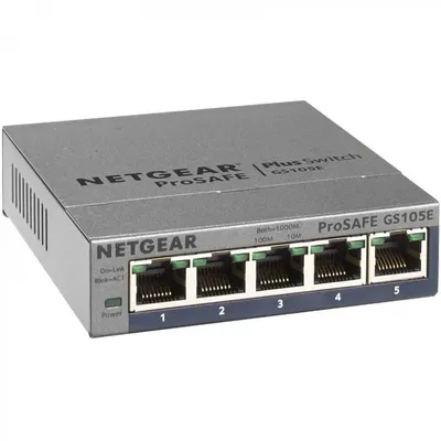 Netgear GS105E-200PES Netzwerk-Switch Smart Managed Plus Switch, verwaltbar, 5 Ports