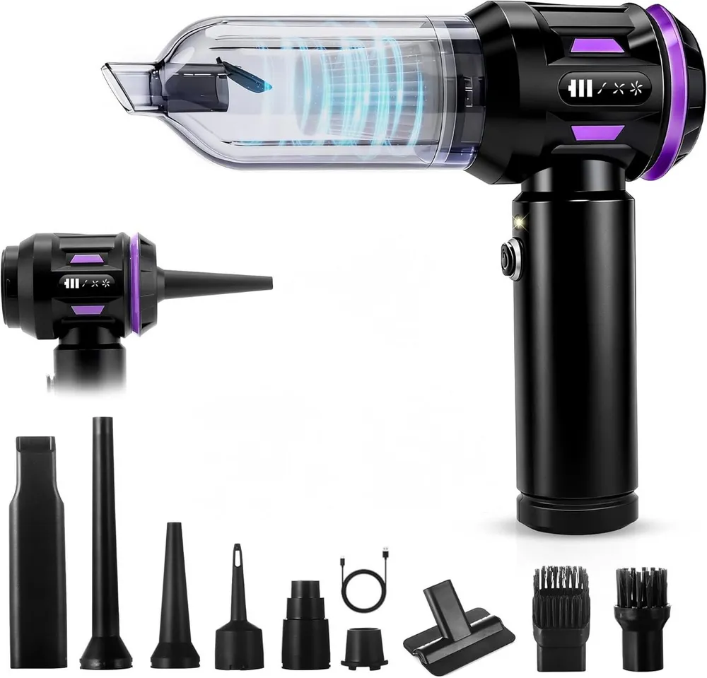 Nettlife Akku-Handstaubsauger Mini Kabellos 25000Pa 4-in-1 Starker Akku bürstenloser Motor, 3 Stufen Tragbarer Staubsauger für PKW Wohnmobil Camping Treppen Sofa