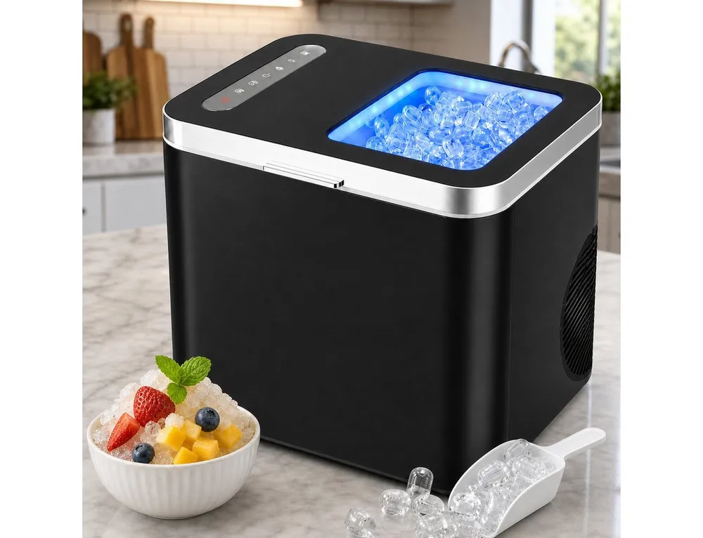 Nettlife Eiswürfelmaschine 12 kg/24h mit leistungsstarkem Kompressor kompakte Tisch, Eismaschine selbstreinigend schnell für Zuhause/Party