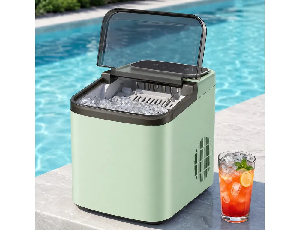 Nettlife Eiswürfelmaschine Eiswürfel 1.3L Wassertank leistungsstarkem Kompressor 12 kg Eis/24h, leise Betrieb maschine 9 Stück in 6 Min Bereit für Büro Camping Party