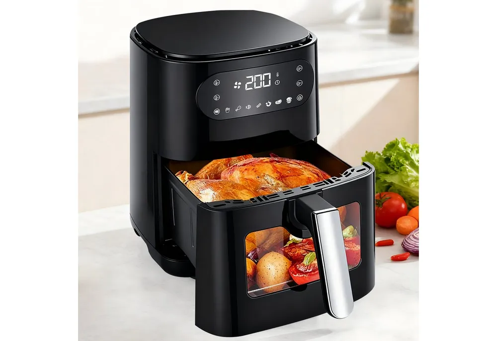 Nettlife Heißluftfritteuse XXL Air fryer Funktion 6/10/11L Sichtfenster 7/13 Programme Touchscreen, 1500 W, für Familienküche