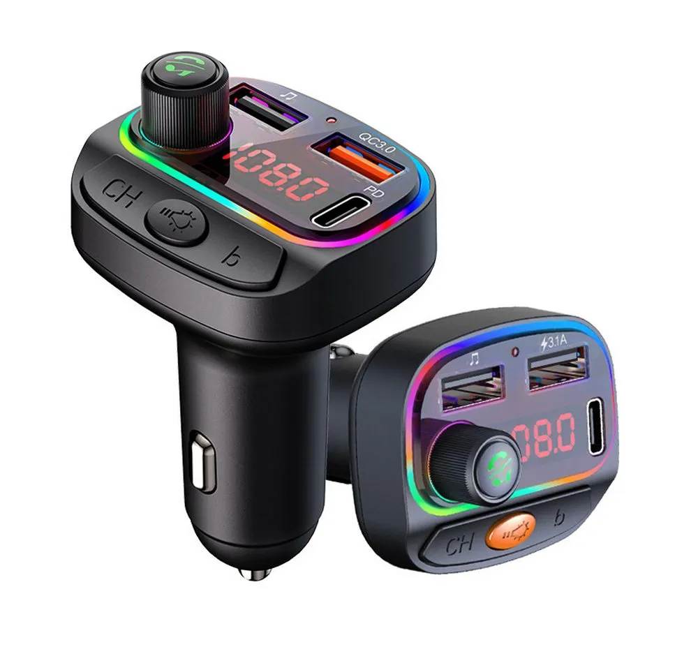 neue dawn Auto USB C Ladegerät FM Transmitter Bluetooth 5.0 MP3 LED Display USB-Ladegerät
