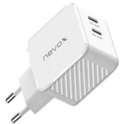 Nevox GaN 65W Ladegerät Dual USB-C PD QC3.0 Weiß