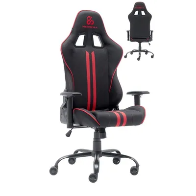 Newskill Kitsune V2 Gaming-Stuhl, atmungsaktives Gewebe, Stahlrahmen, Schwarz-Rot