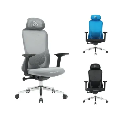 Newskill Nue Ergonomischer Gaming-Stuhl mit atmungsaktivem Netzgewebe und Lendenwirbelstütze, Grau