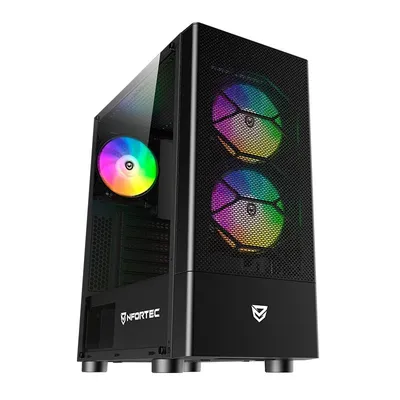 Nfortec Caelum Schwarzes RGB gehärtetes Glas USB 3.0