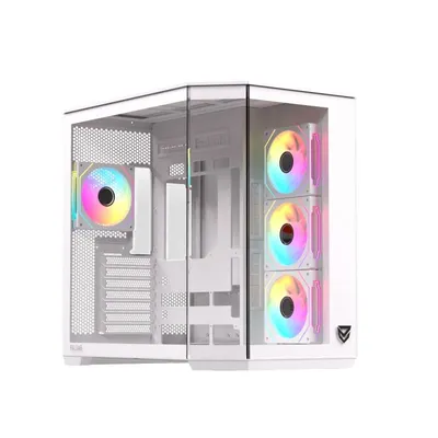 Nfortec Pulsar ARGB Mid-Tower ATX gehärtetes Glas USB-C weiß