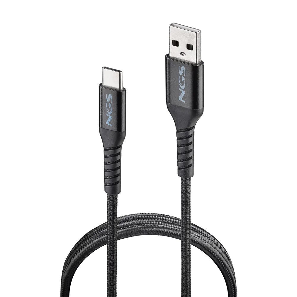 USB-Kabel NGS KNOT-AC USB-A zu USB-C 1m Schnellladung Nylon Schwarz