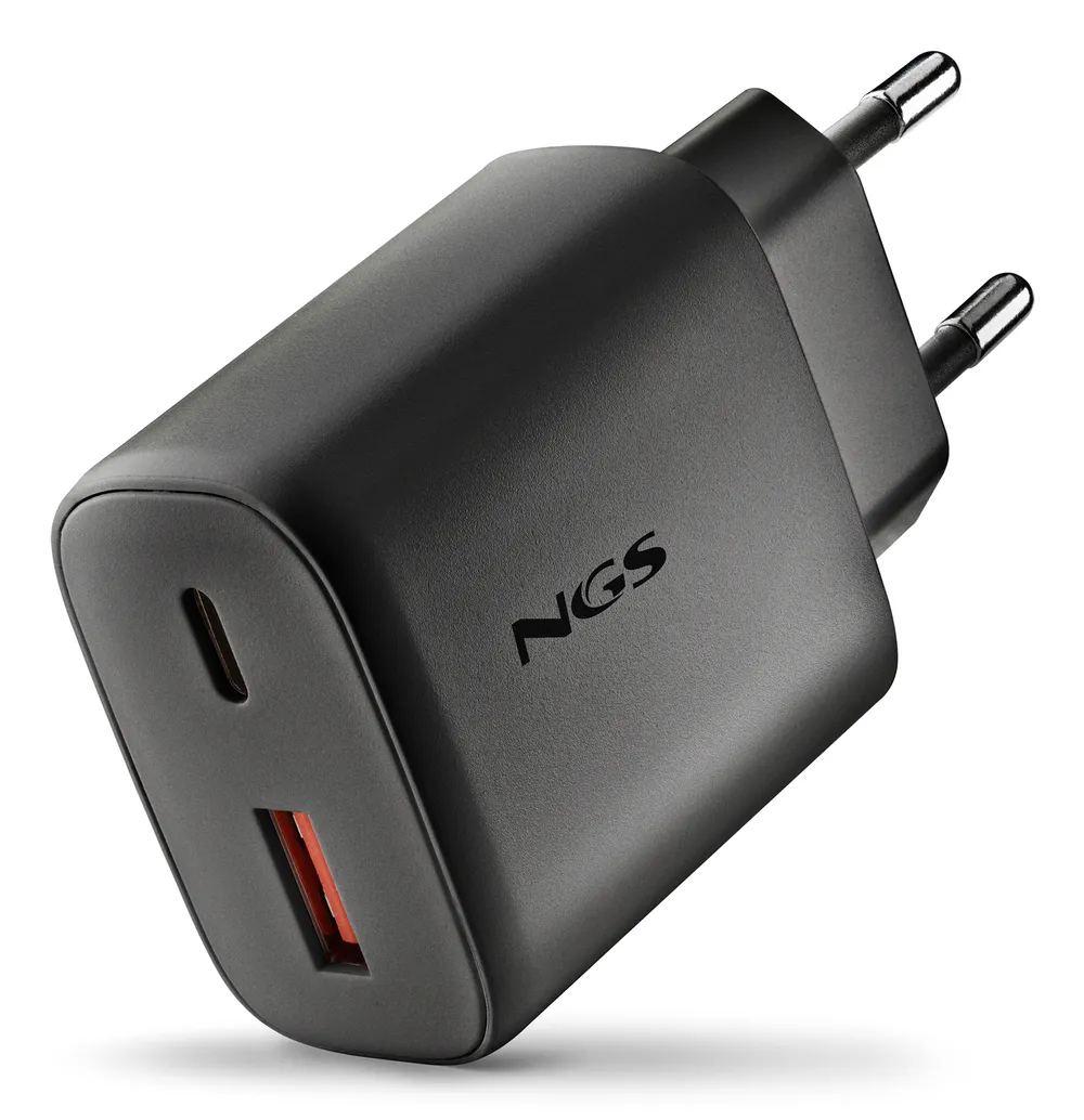 Ladegerät NGS ERA 45W Black GaN 2 Ports USB-C USB-A Schnellladung