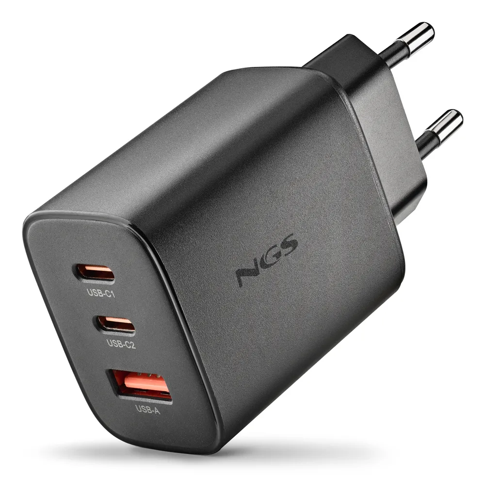 Ladegerät NGS ERA 65W BLACK GaN 3 Ports Schnellladung Universal