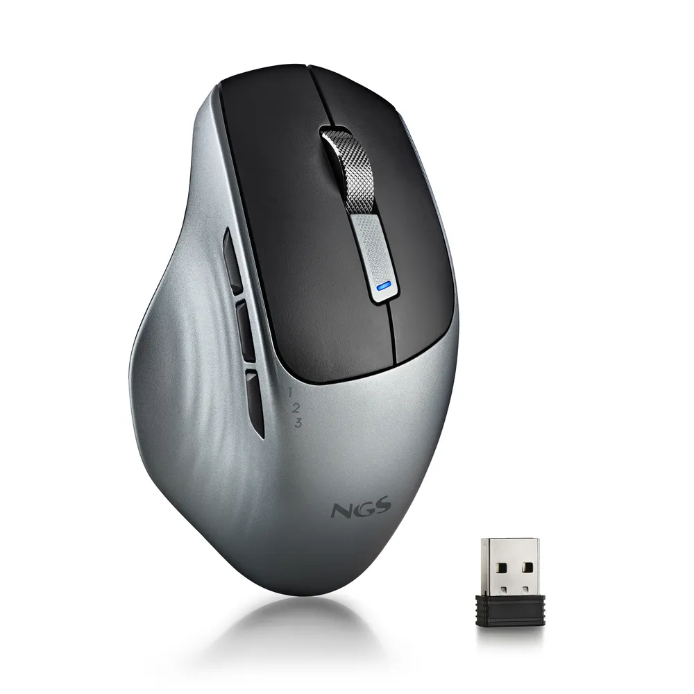 Ratón NGS Lush-RB Inalámbrico Multimode 1600DPI Graphit 6 Tasten USB-C
