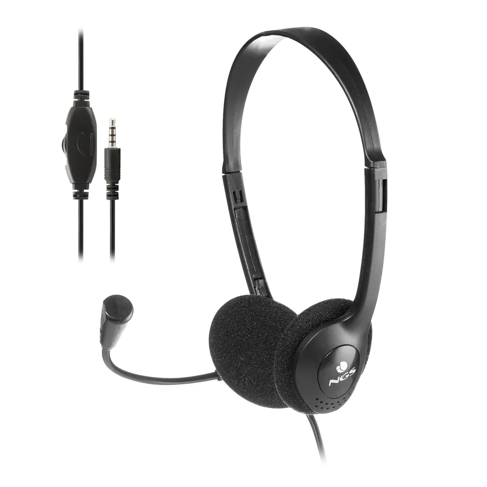 Auriculares NGS MS103 MAX con micrófono alámbricos negros con control de volumen
