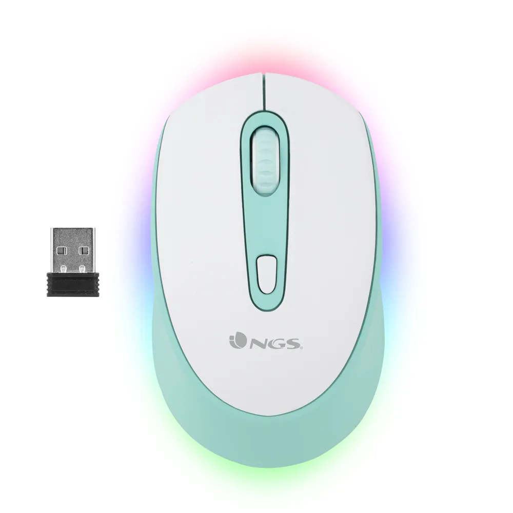 NGS Smog RB Kabellose RGB-Maus für mehrere Geräte, Weiß