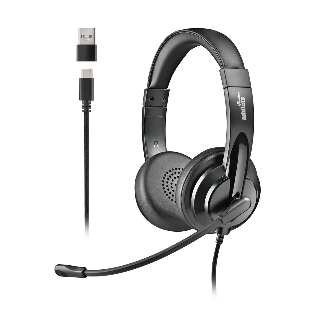 NGS-Ohrhörer mit USB-C- und USB-A-Kabel, flexiblem Mikrofon und Geräuschfilterung
