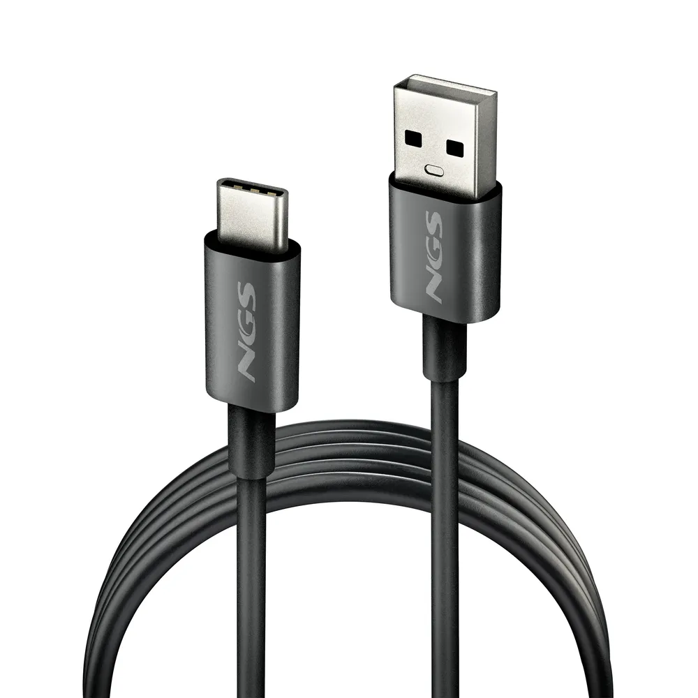 USB-Kabel NGS ZYRO-AC 1m Schwarz USB-A zu USB-C 15W 480Mbps PVC