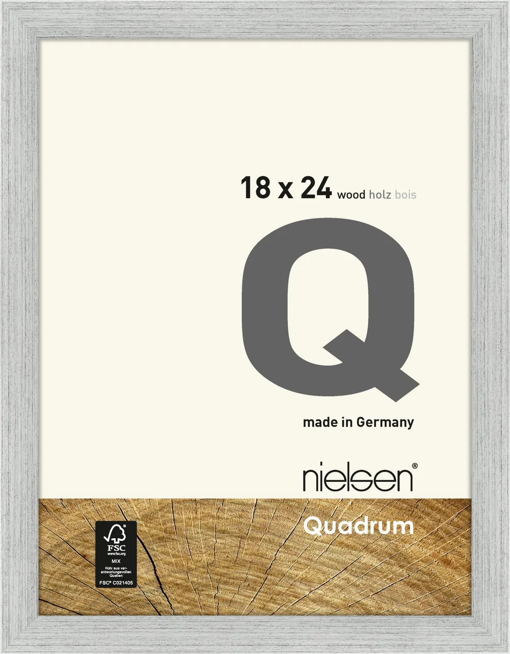 Nielsen Holzrahmen 6534007 Quadrum 18x24cm silber