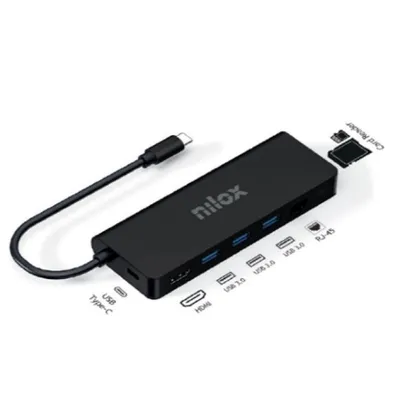 Nilox NXDSUSBC04 USB-C-Dockingstation, Schwarz
