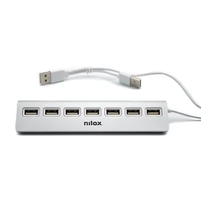 Nilox NXHU7ALU2 7-Port USB-Hub, Grau