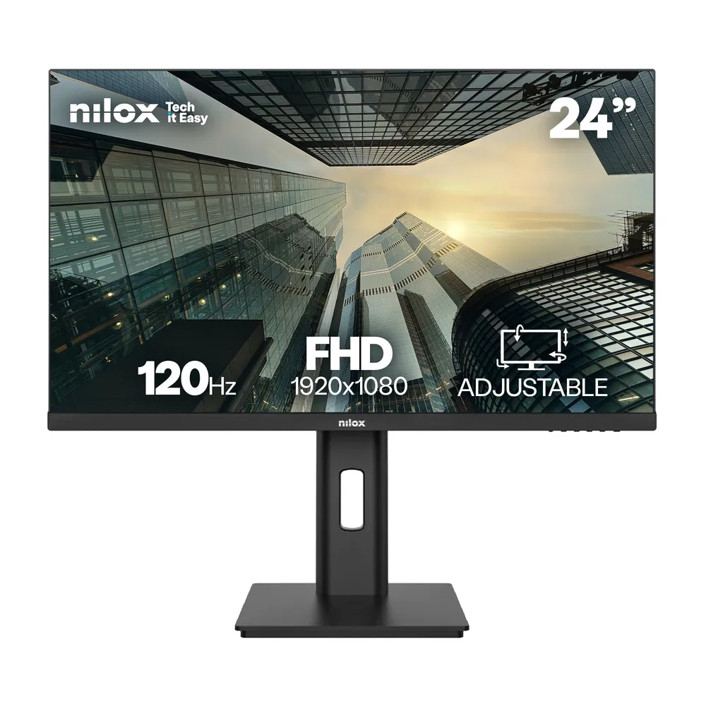 Monitor Nilox 24" Full HD 120Hz IPS Lautsprecher VESA Höhenverstellbar Drehbar Schwarz