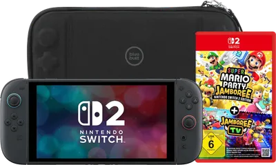 Nintendo Switch 2 + Super Mario Party Jamboree + BlueBuilt Schutzhülle