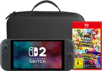 Nintendo Switch 2 + Super Mario Party Jamboree + BlueBuilt Reisehülle