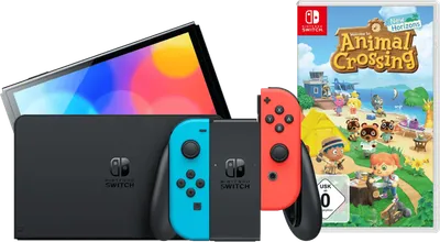 Nintendo Switch OLED Blau + Animal Crossing New Horizons