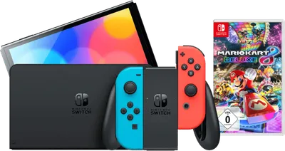 Nintendo Switch OLED Blau/Rot + Mario Kart 8 Deluxe